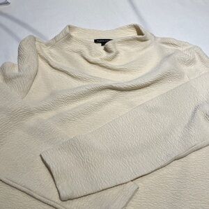 Eileen Fisher Cream Textured Knit Top
